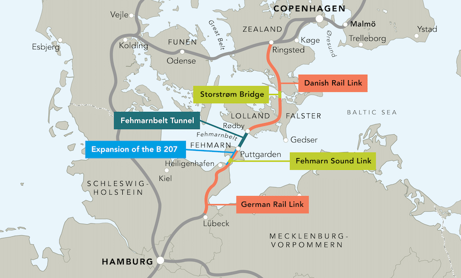 A Fehmarn Belt tunnel layout in Germany