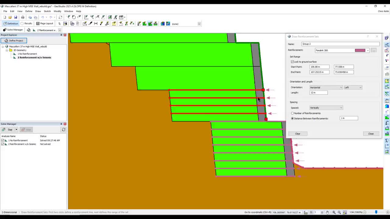 SLOPE/W Case Study: Stability of a Mechanically Stabilised Earth Wall