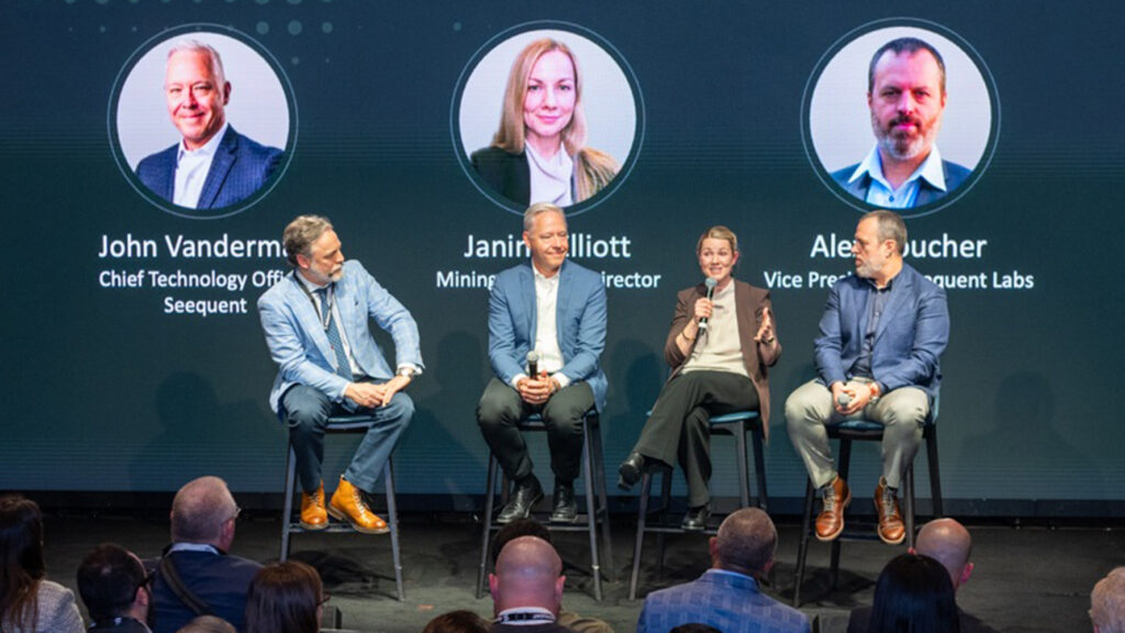 Seequent panel at the customer event during PDAC 2025.