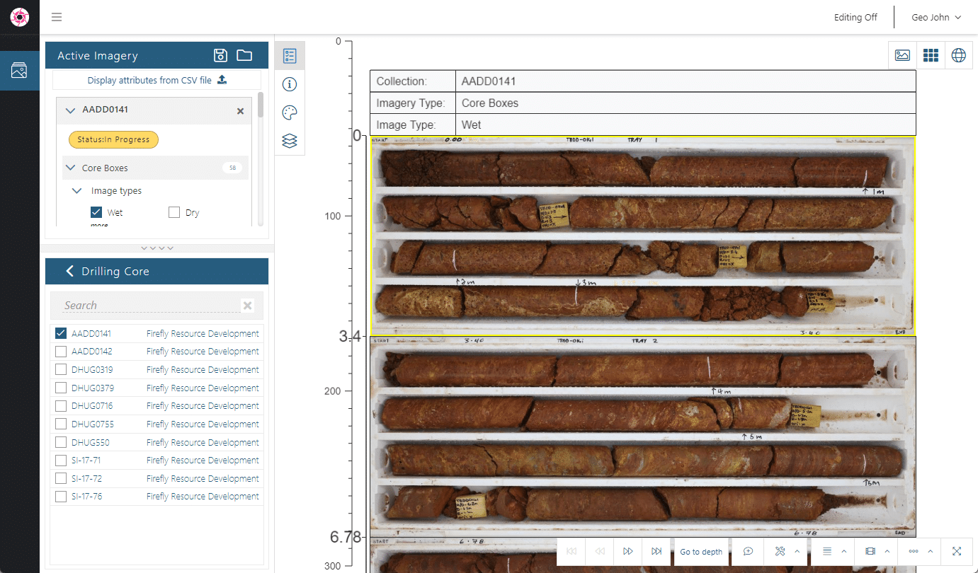A picture of core samples in Imago