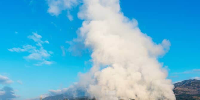 Geothermal power plants in Aydin province of Turkey.