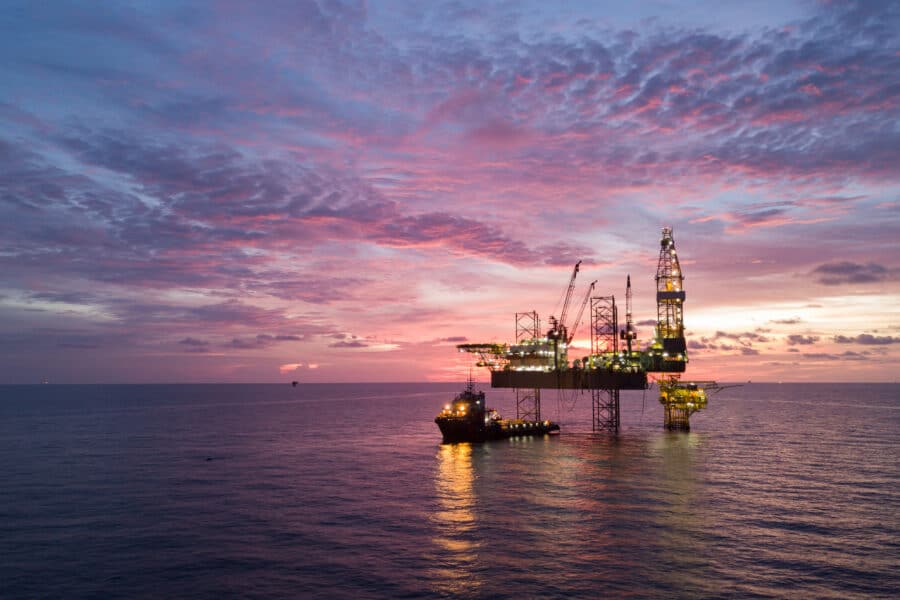a photo of an offshore oil rig