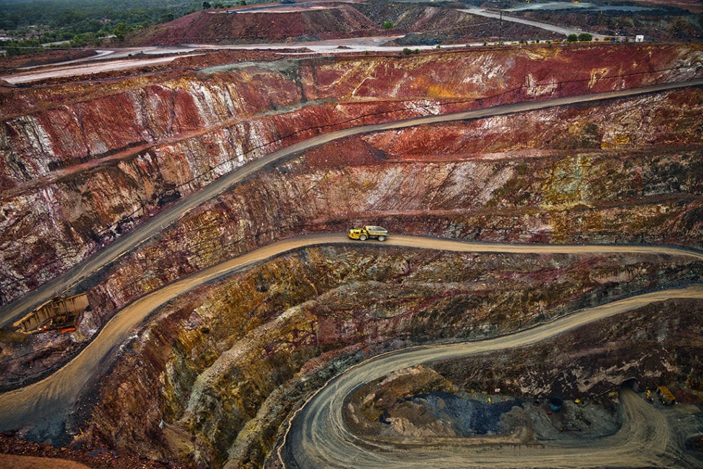 Truck on a road in a mine