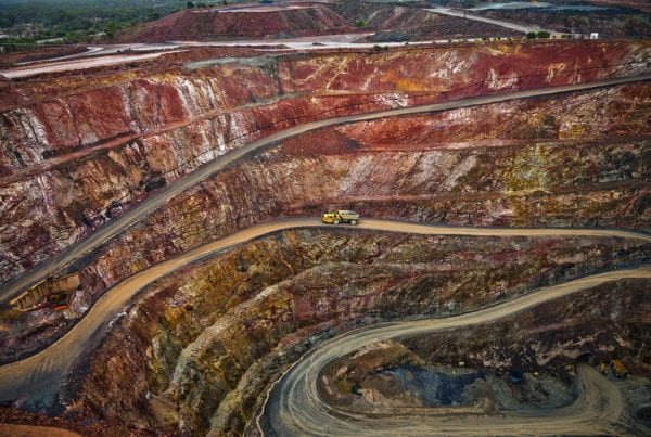 Truck on a road in a mine