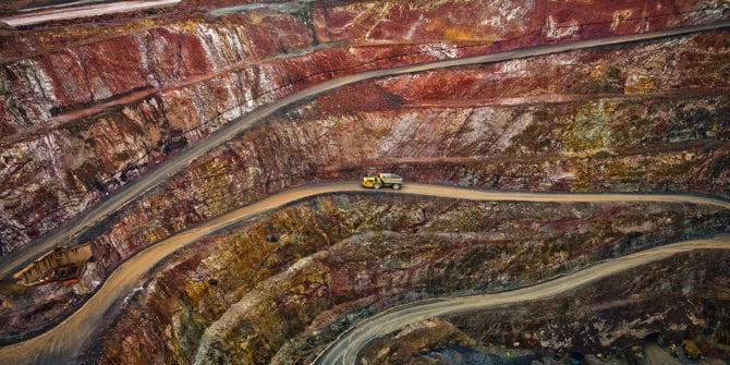 Truck on a road in a mine