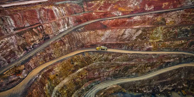 Truck on a road in a mine