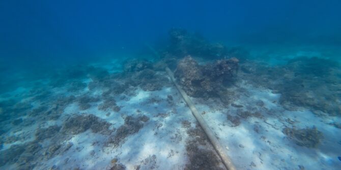 a photo of a cable underwater