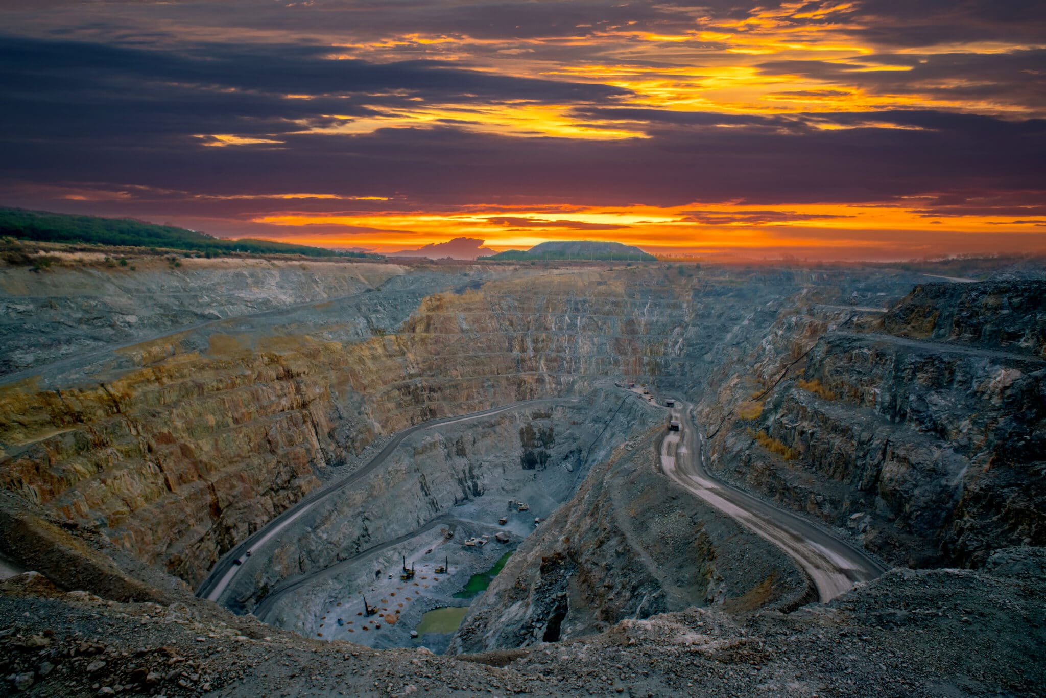 gold mine at sunset