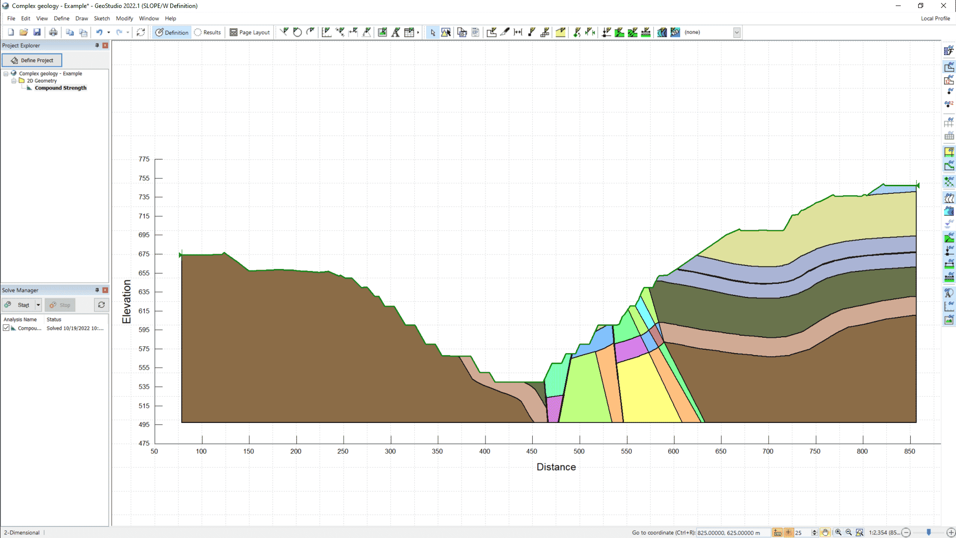 Осваивание SLOPE/W: Оценка устойчивости склонов при помощи модели характеристик материалов неоднородной прочности