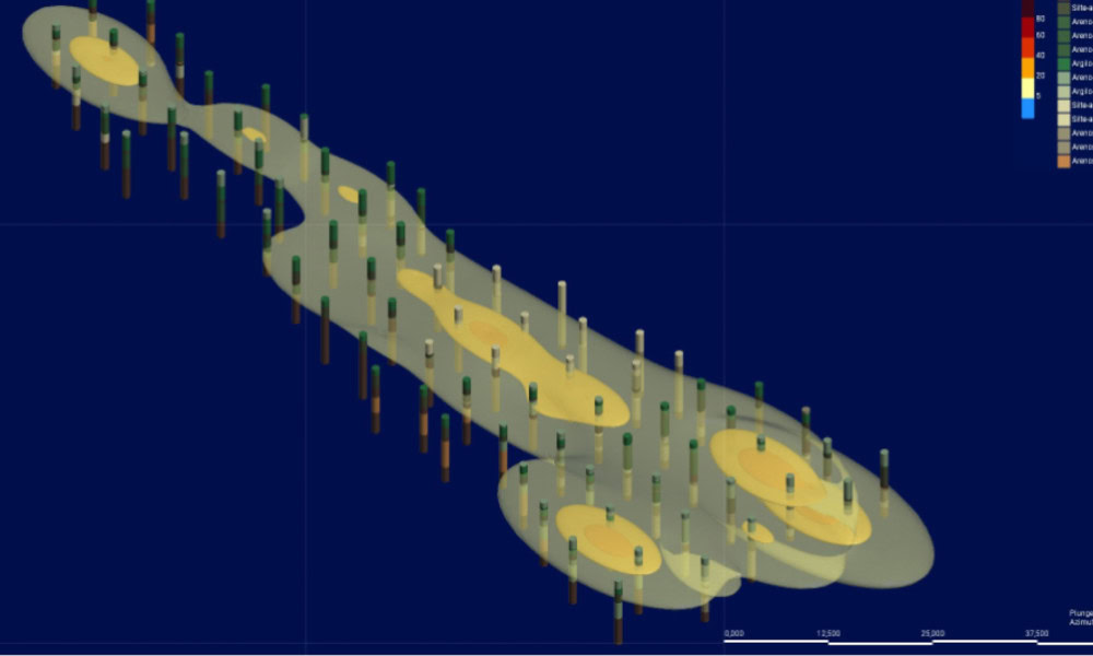 A high-resolution 3D model screenshot of the contaminated site using Seequent's Leapfrog and GeoStudio software